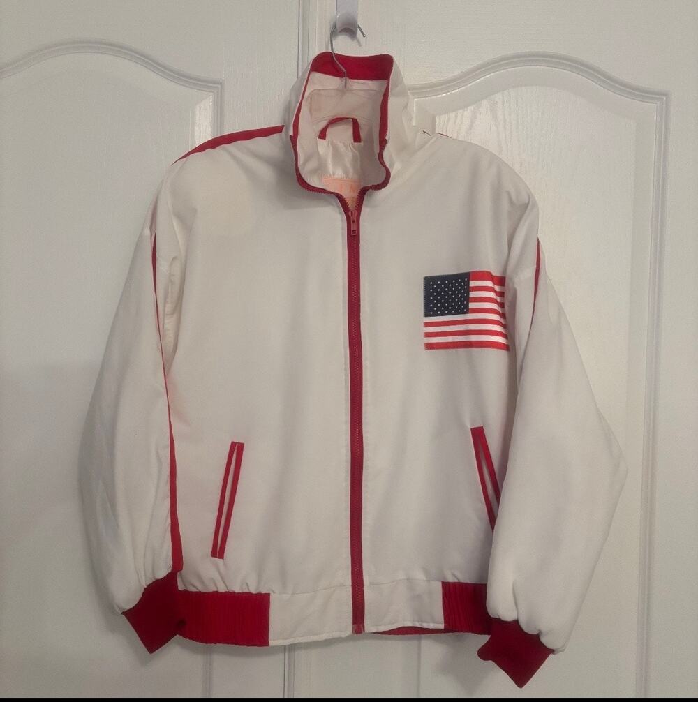 Vintage Kim Baker Design USA Betsy Ross Flag Jacket Womens Small Made USA